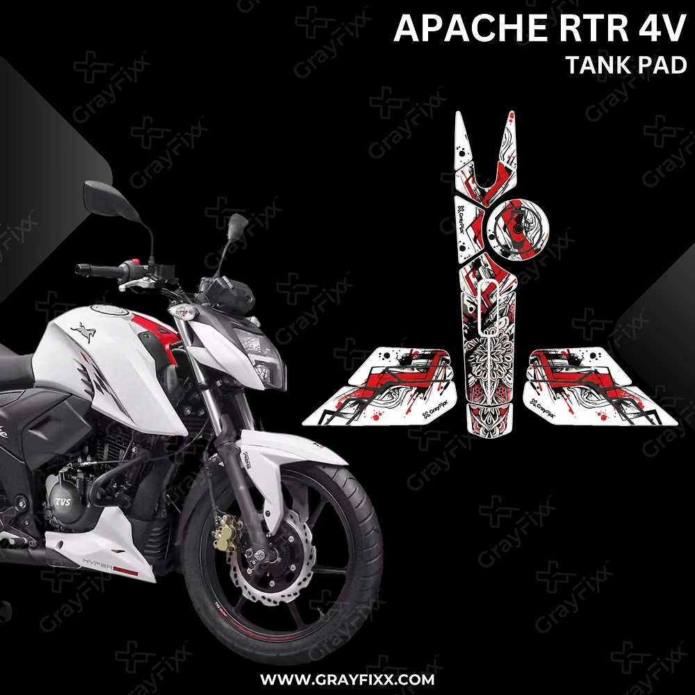 Apache RTR 4V Full Tank Pad with Knee Pad | Full Tank Pad Compatible with Apache RTR 4V, Premium Finish, Waterproof, Pack of 1